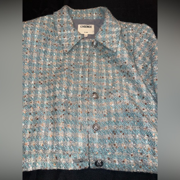 L'AGENCE Bridges Tweed Crop Jacket in Sage - Picture 15 of 15